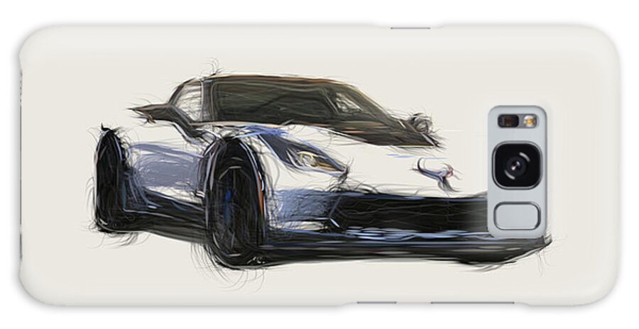 Chevrolet Galaxy Case featuring the digital art Chevrolet Corvette Carbon 65 Edition Car Drawing by CarsToon Concept