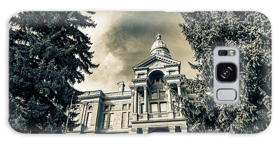 Cheyenne Wyoming Galaxy Case featuring the photograph Cheyenne Wyoming Capitol Building and Trees in Sepia by Gregory Ballos
