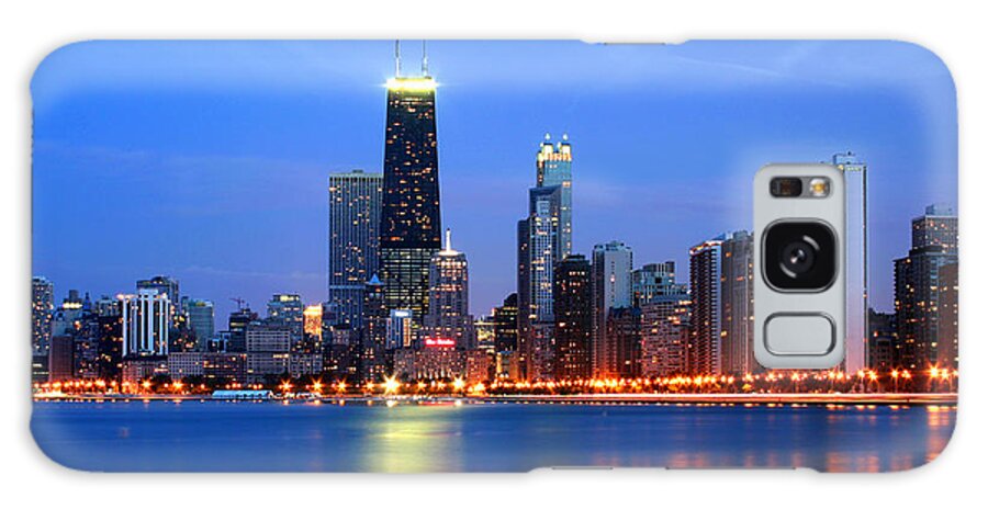 Architecture Galaxy Case featuring the photograph Chicago Dusk Skyline Blue by Patrick Malon