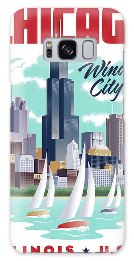 Art Deco Galaxy Case featuring the digital art Chicago Poster - Vintage Travel by Jim Zahniser