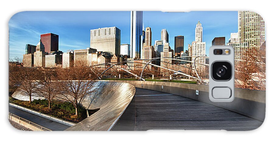 Bp Pedestrian Bridge Galaxy Case featuring the photograph Chicago Skyline at Sunrise by Sebastian Musial