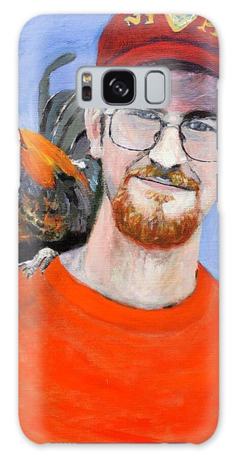 Chicken Galaxy Case featuring the painting Chicken Man by Cyndie Katz
