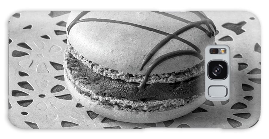 Doily Galaxy Case featuring the photograph Chocolate Macaron on Doily BW by Elisabeth Lucas