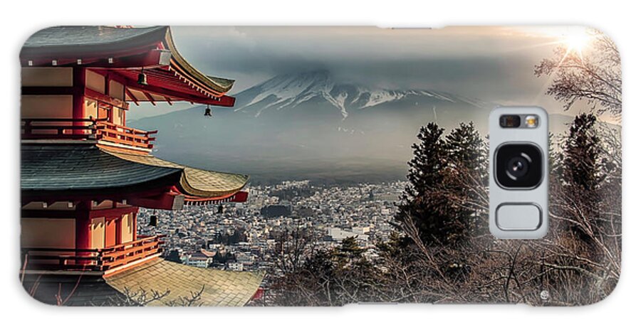 Asia Galaxy Case featuring the photograph Chureito Pagoda and Mount Fuji by Manjik Pictures