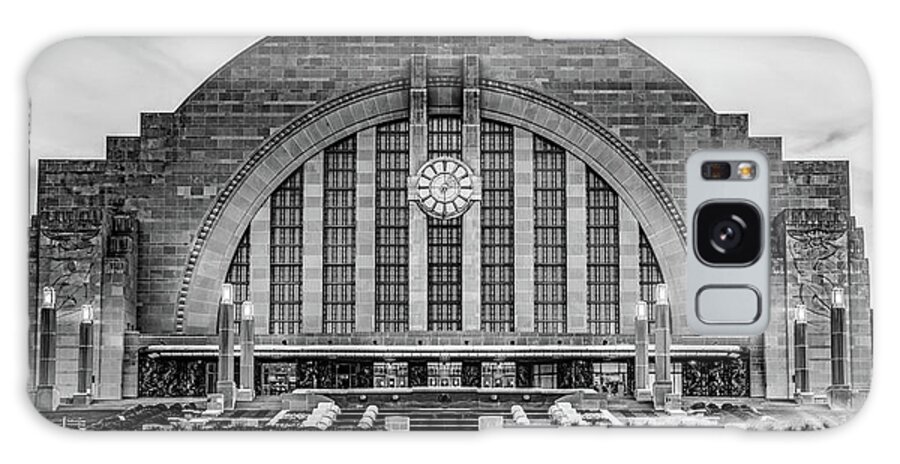 Cincinnati Ohio Galaxy Case featuring the photograph Cincinnati Union Terminal Station Panorama in Black and White by Gregory Ballos