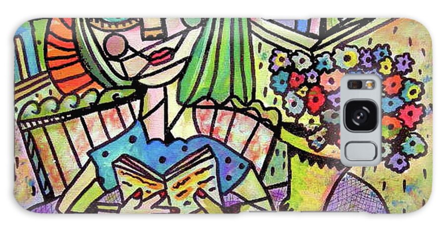 City Galaxy Case featuring the painting Old City Cafe Flowers by Sandra Silberzweig