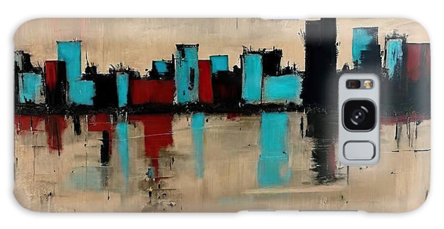 Urban Cityscape Galaxy Case featuring the painting City Wall Painting urban cityscape urban cityscape abstract pain by N Akkash