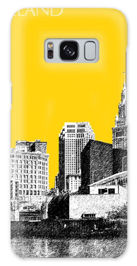 Architecture Galaxy Case featuring the digital art Cleveland Skyline 3 - Mustard by DB Artist