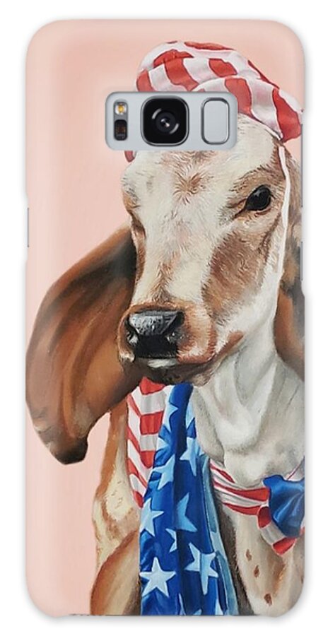 Cow Art Galaxy Case featuring the painting Clifford in pink by Alexis King-Glandon