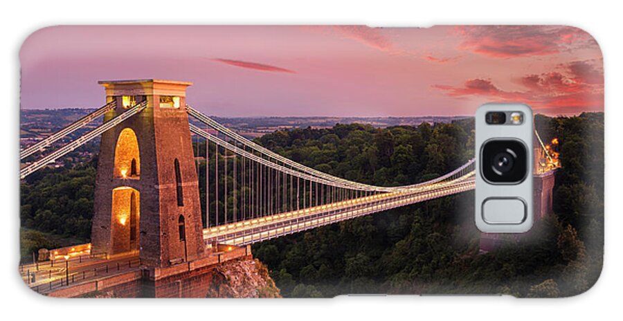 Clifton Galaxy Case featuring the photograph Bristol Bridge at sunset - Clifton suspension bridge over the Avon Gorge at sunset, Bristol, England by Neale And Judith Clark