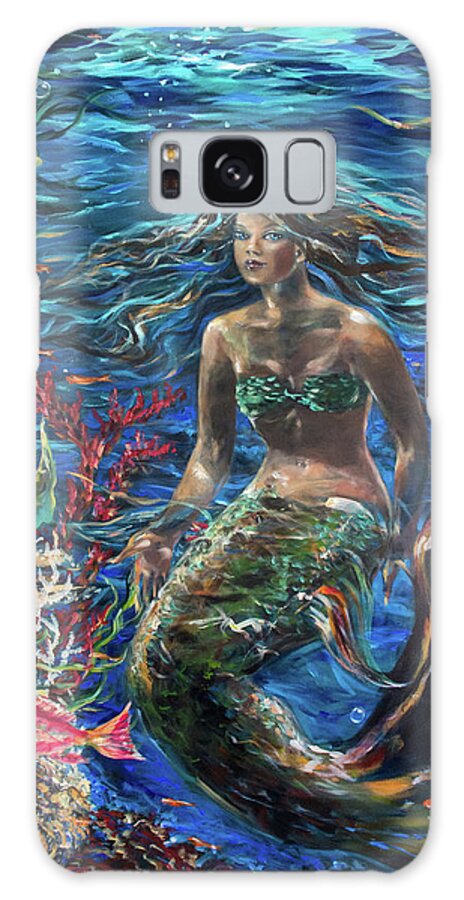 Mermaid Galaxy Case featuring the painting Close to the Surface by Linda Olsen