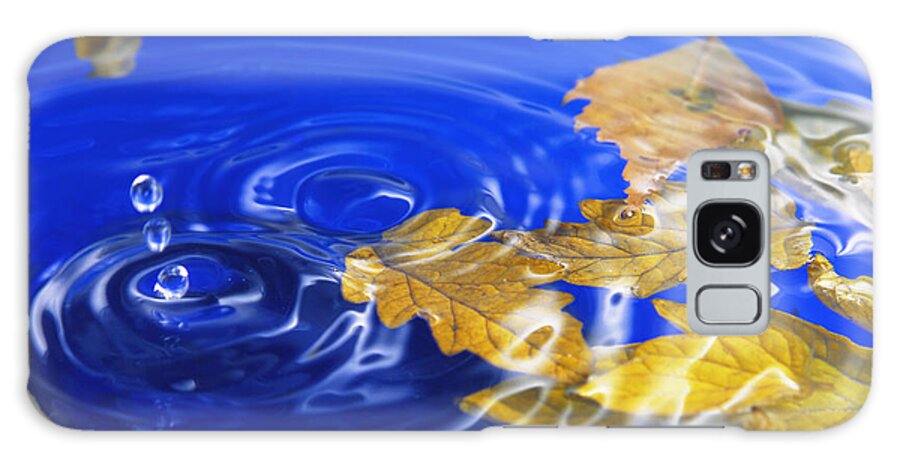 Abstract Galaxy Case featuring the photograph Close Up Of The Autumn Leaves In Water And Splash by Severija Kirilovaite