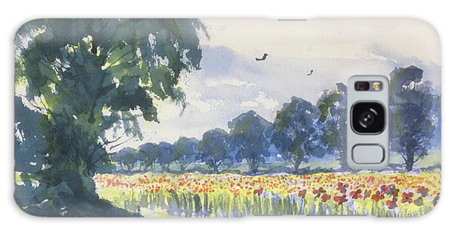 Watercolour Galaxy Case featuring the painting Cloudy Afternoon with Poppies by Glenn Marshall