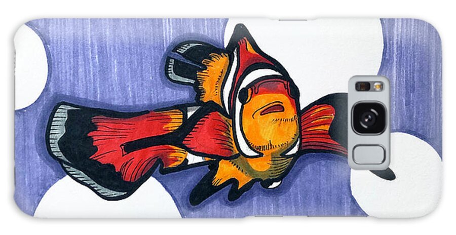 Clownfish Galaxy Case featuring the drawing Clownfish by Creative Spirit