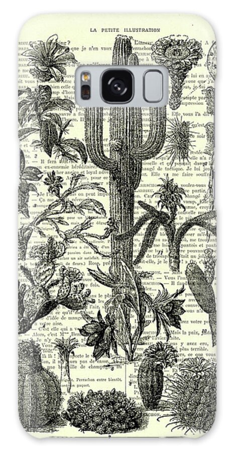 Collection Galaxy Case featuring the mixed media Collection Of Cactus And Succulents In Black And White by Madame Memento