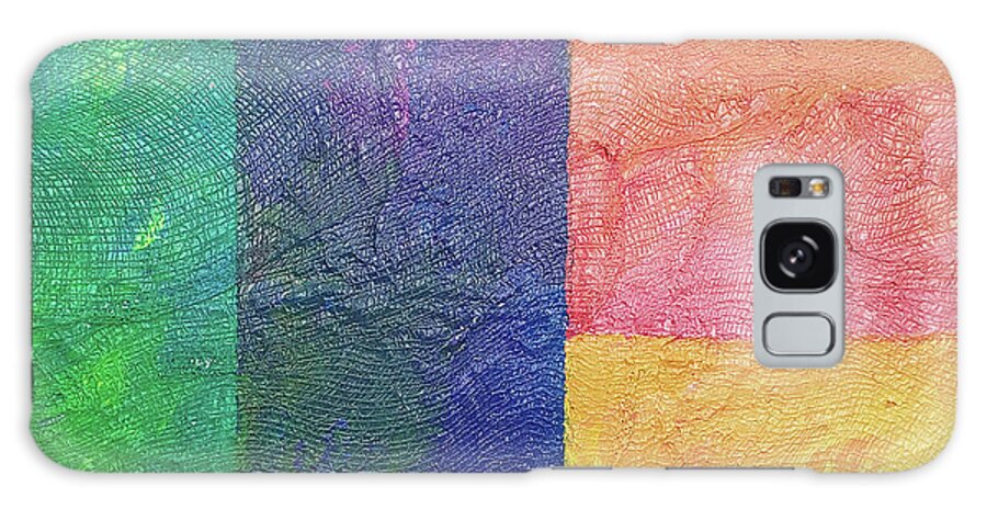 Pride Flag Galaxy Case featuring the painting COLOR CRUSH Textured Abstract Squares in Aqua Green Yellow Purple Pink Orange by Lynnie Lang