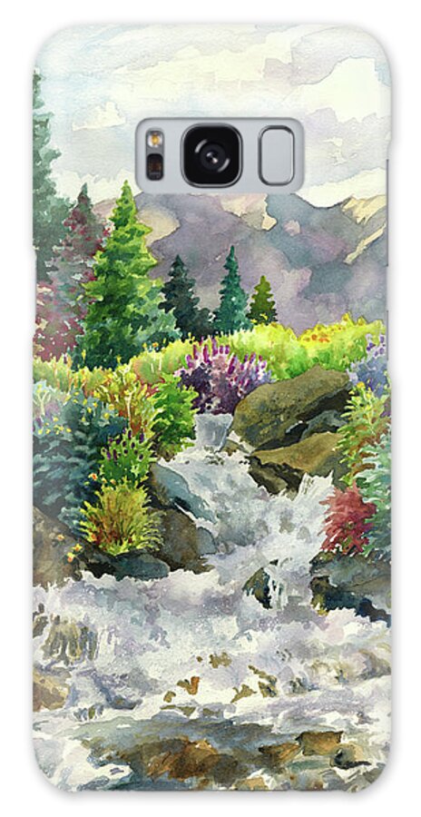  Colorado Art Paintings Galaxy Case featuring the painting Colorado Waterfall by Anne Gifford
