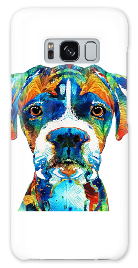Boxer Galaxy Case featuring the painting Colorful Boxer Dog Art By Sharon Cummings by Sharon Cummings