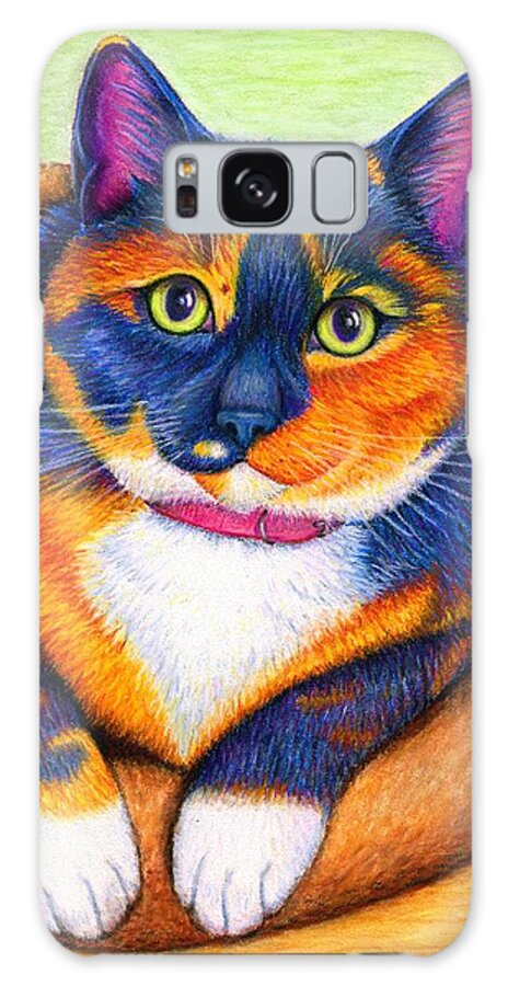 Cat Galaxy Case featuring the drawing Colorful Calico Cat by Rebecca Wang