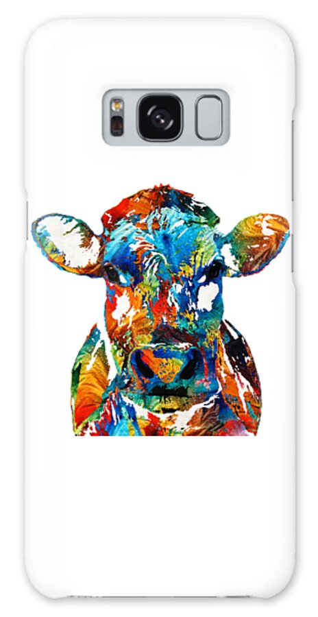 Bull Galaxy Case featuring the painting Colorful Cow Art - Mootown - By Sharon Cummings by Sharon Cummings