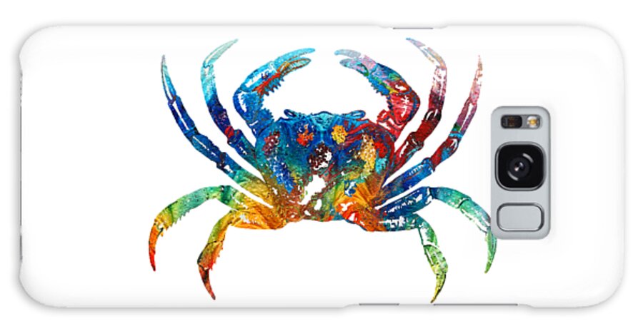 Crab Galaxy Case featuring the painting Colorful Crab Art by Sharon Cummings by Sharon Cummings