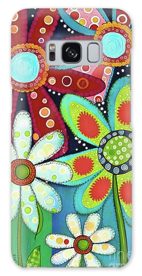 Daisy Flowers Galaxy Case featuring the painting Colorful Flower Power by Tina LeCour