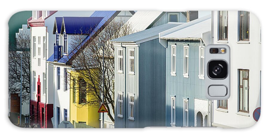 Row Galaxy Case featuring the photograph colorful homes Reykjavik by David L Moore