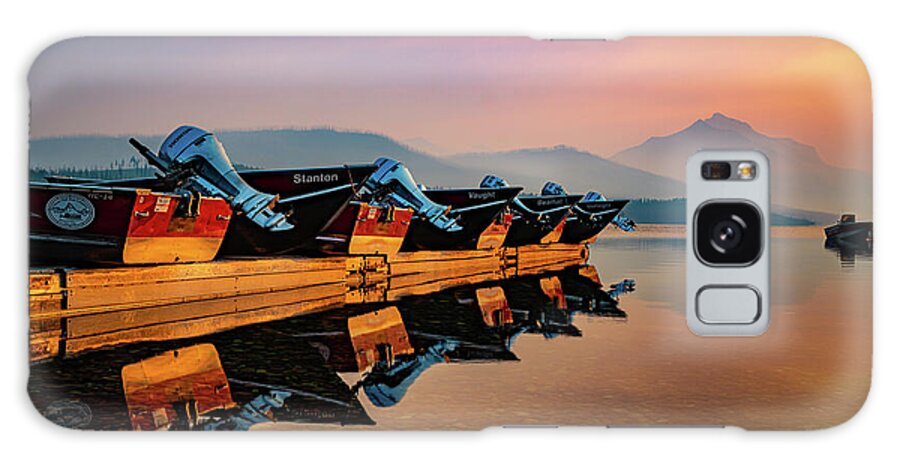 Boats Galaxy Case featuring the photograph Colorful Morning At Lake McDonald - Glacier Park Montana by Gregory Ballos