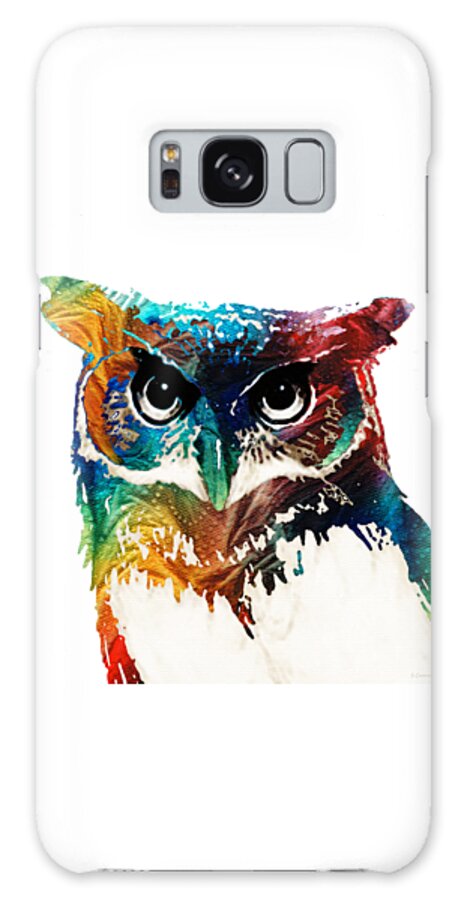 Owl Galaxy Case featuring the painting Colorful Owl Art - Wise Guy - By Sharon Cummings by Sharon Cummings