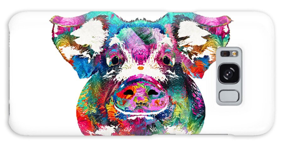 Pig Galaxy Case featuring the painting Colorful Pig Art - Squeal Appeal - By Sharon Cummings by Sharon Cummings