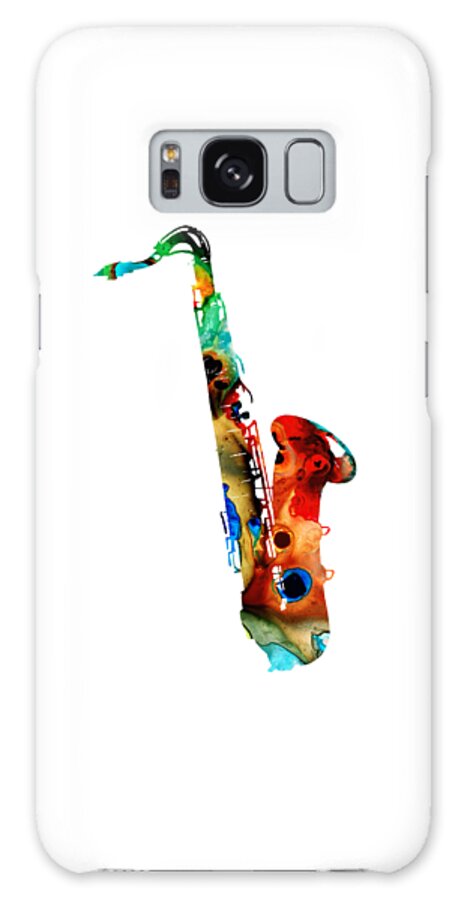 Saxophone Galaxy Case featuring the painting Colorful Saxophone by Sharon Cummings by Sharon Cummings
