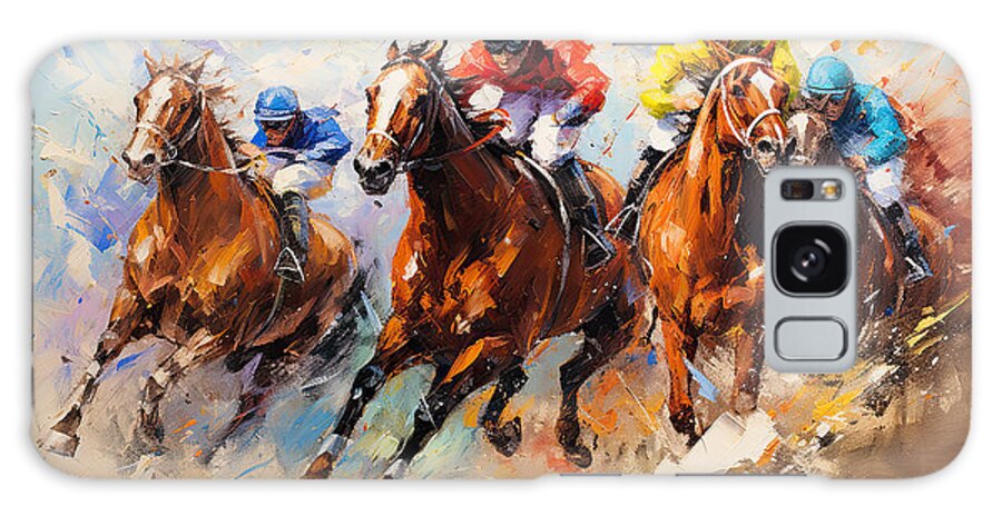 Horse Racing Galaxy Case featuring the painting Colors of Victory - Colorful Horses Art - Kentucky Derby Art by Lourry Legarde