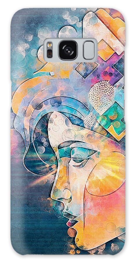 Portrait Galaxy Case featuring the digital art Colourful Abstract Portrait - 01632-SA1A by Philip Preston