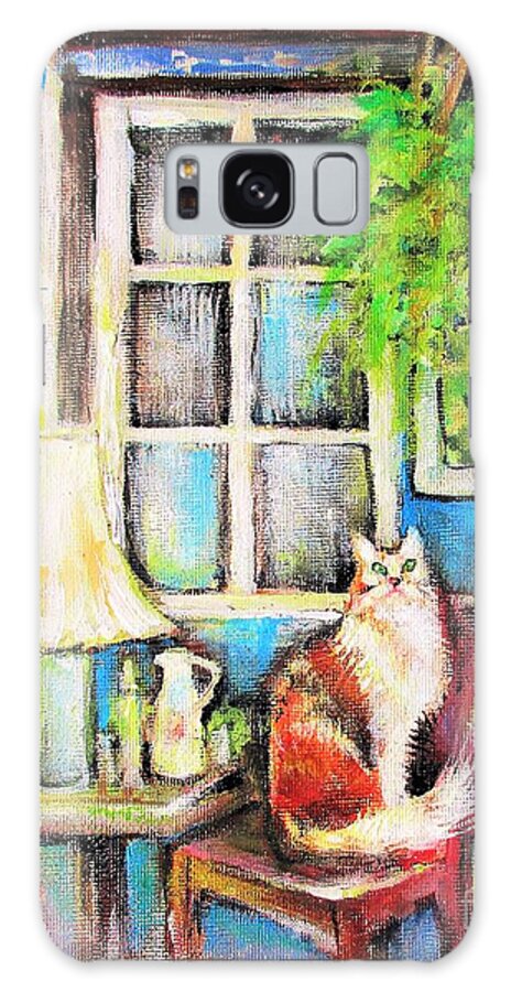 Cat Galaxy Case featuring the painting Companion Cat by Linda Shackelford