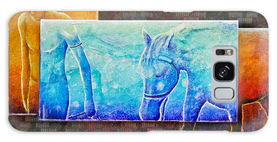 Horse Galaxy Case featuring the painting Companions on the Red Road by Kevin Chasing Wolf Hutchins
