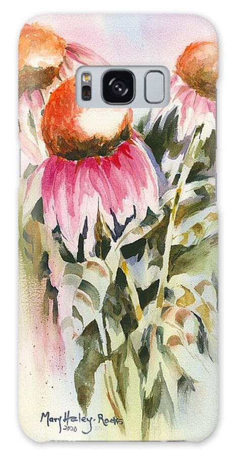 Flowers Galaxy Case featuring the painting Cone Flowers by Mary Haley-Rocks
