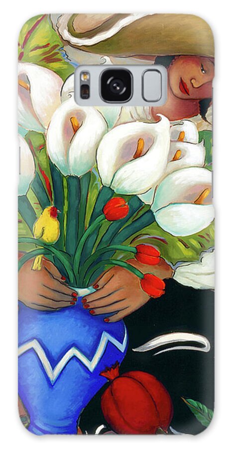 Lilies Galaxy Case featuring the painting Contemplating the Love bird by Linda Carter Holman