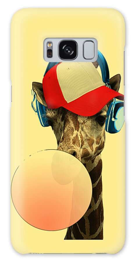 Giraffe Galaxy Case featuring the digital art Cool giraffe with headphones by Madame Memento