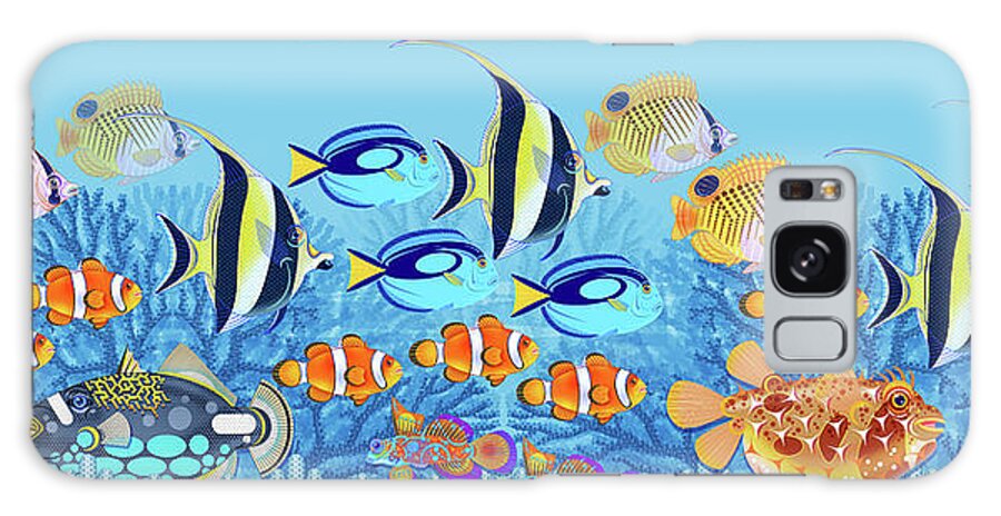 Coral Reef Galaxy Case featuring the digital art Coral Reef Nature Panel by Tim Phelps