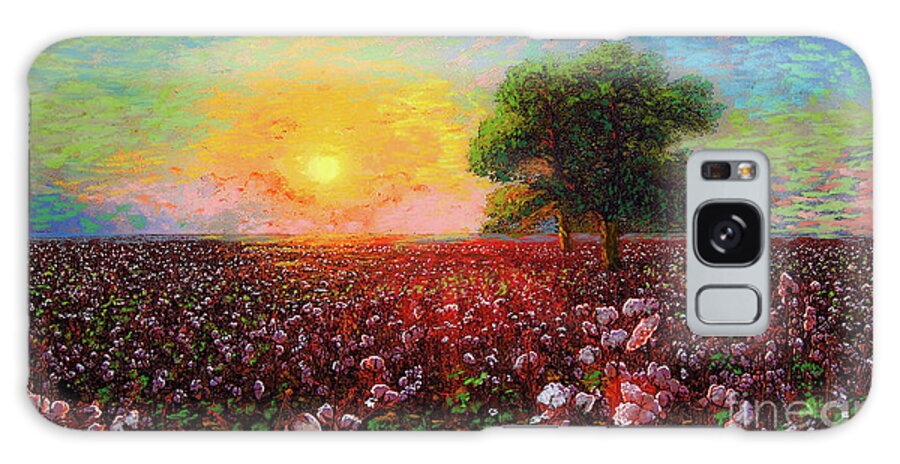 Floral Galaxy Case featuring the painting Cotton Field Sunset by Jane Small
