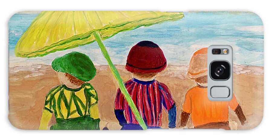 Children Galaxy Case featuring the painting Cousins at Cocoa Beach by Anne Sands