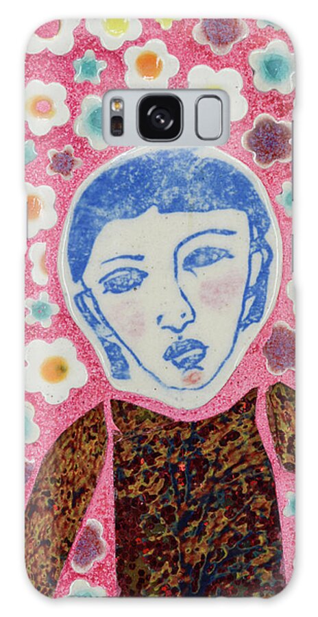 Mosaic Galaxy Case featuring the mixed media COVID in the Spring by Cherie Bosela