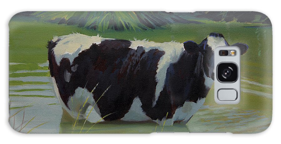 Farm Animals Galaxy Case featuring the painting Cow Days of Summer by Carolyne Hawley