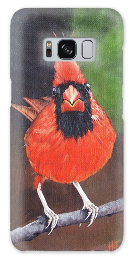 Northern Cardinal Galaxy Case featuring the painting Crested Messenger by Heather E Harman