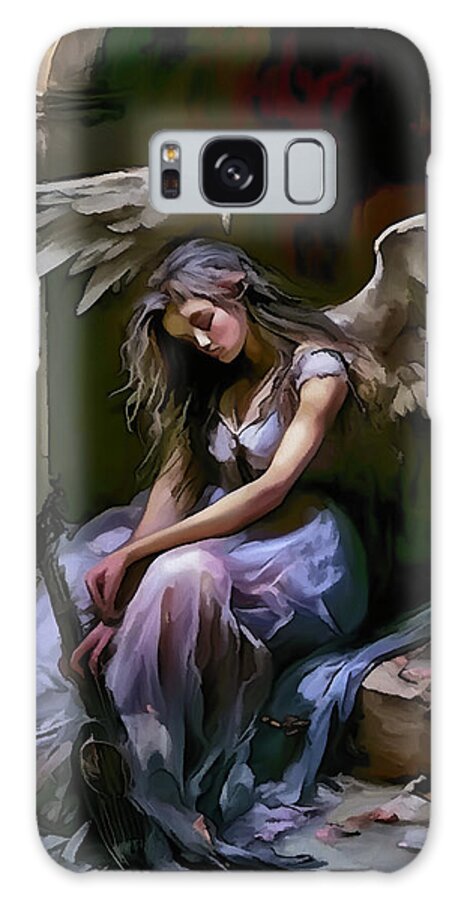 Angel Galaxy Case featuring the mixed media Crestfallen Angel by Ann Leech