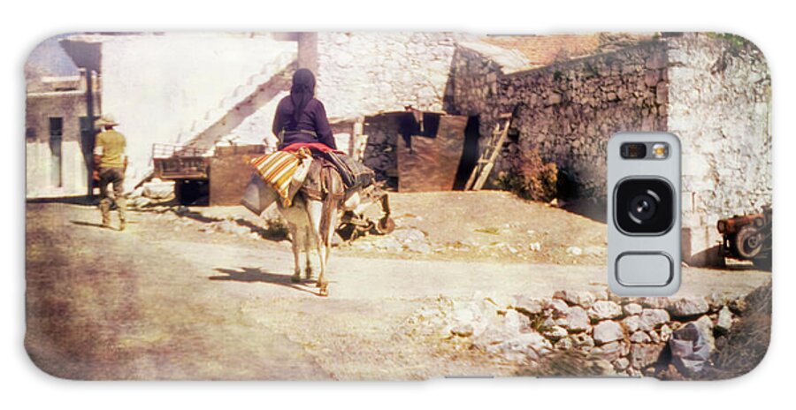 Greece Galaxy Case featuring the photograph Crete 1972 Woman on Donkey by Frank Lee