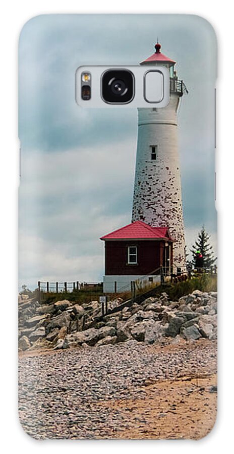 Crisp Point Lighthouse Galaxy Case featuring the photograph Crisp Point Lighthouse by Deb Beausoleil