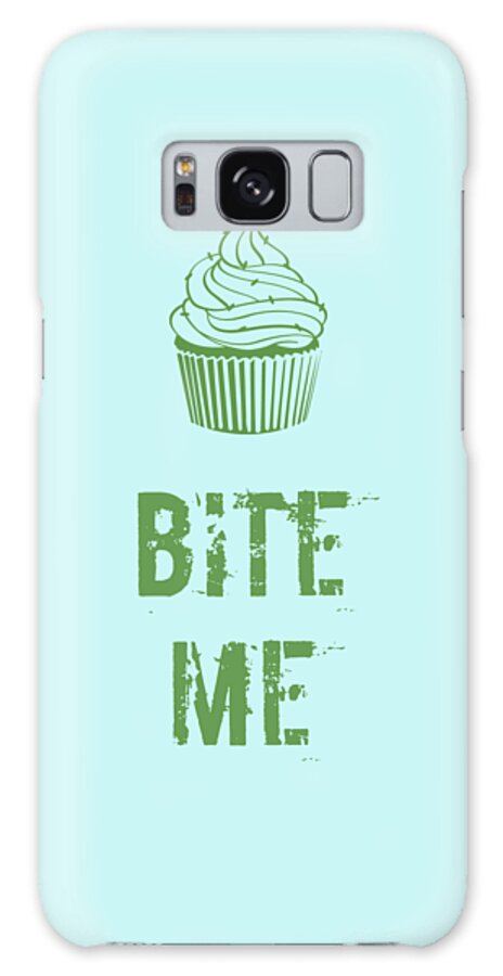 Cupcake Galaxy Case featuring the digital art Cupcake Quote Bite Me by Madame Memento