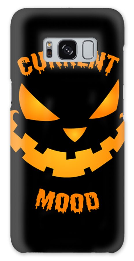 Funny Galaxy Case featuring the digital art Current Mood Halloween Pumpkin Jack-O-Lantern by Flippin Sweet Gear