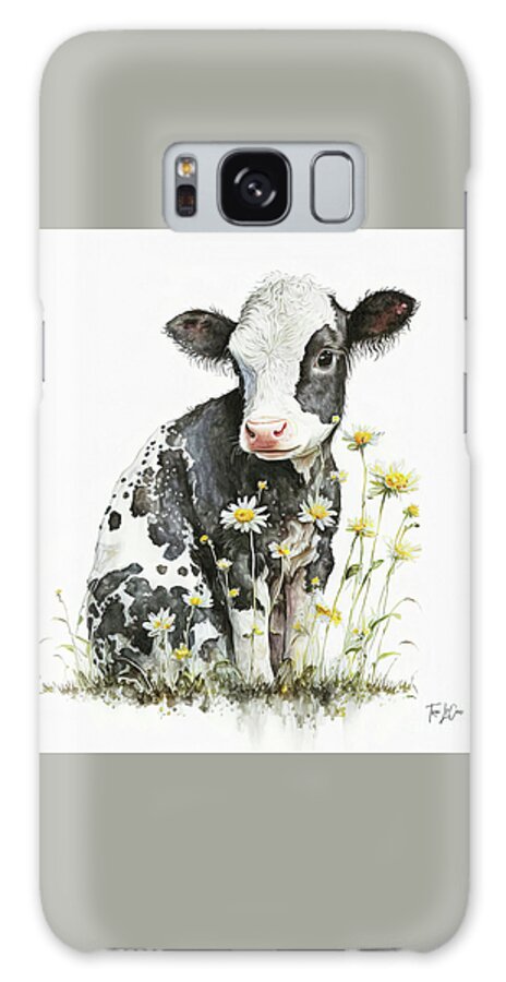 Cow Galaxy Case featuring the painting Cute Little Cow by Tina LeCour